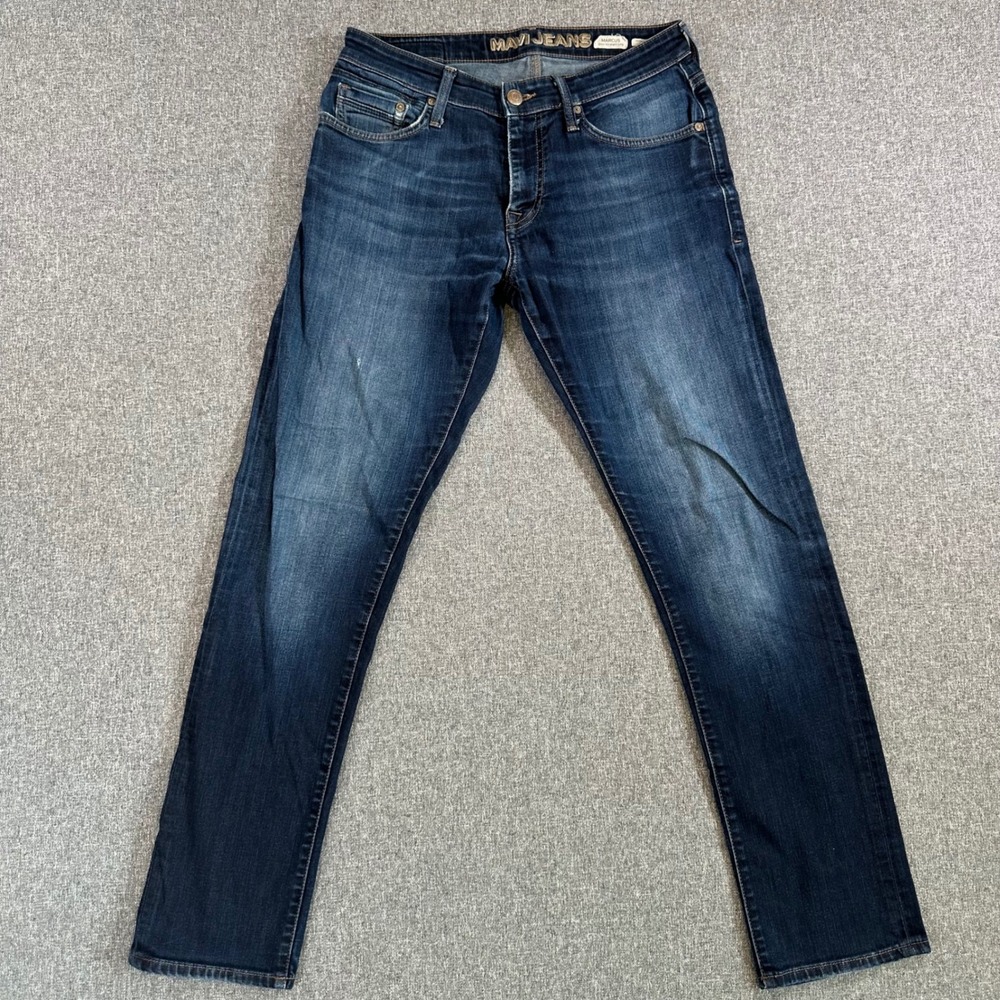 Mavi Jeans Marcus Slim Straight Leg Mens 30x32 Dark Wash Blue Stretch Denim